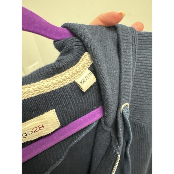 Borgo28 Raglan Sleeve Zip-Front Hoodie Size XXL Navy Blue - Picture 4 of 6